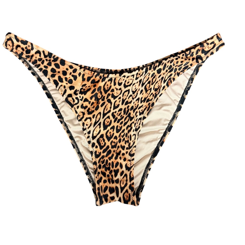 Victoria's Secret Leopard Print Bikini‎ Bottom High Leg V-Front Swim Small